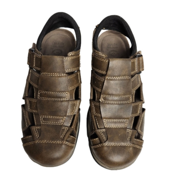 Size 8 Men's Sandal Vegan leather Brown EARTH SPIRIT - Picture 2 of 15